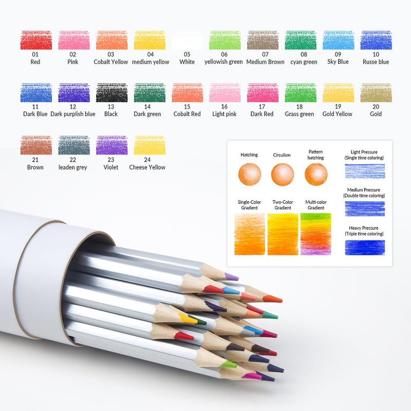FUNLAVIE 24 Colored Pencils for Adult Coloring Books, Premium Soft Core Coloring Pencil Set with Sharpener for Artists, Drawing and Sketching Pencils, Professional Art Supplies Set for Adults - Image 2